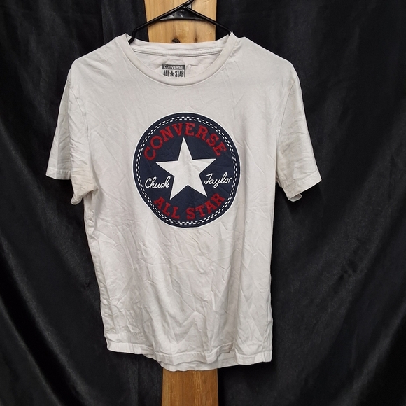 Converse White Short Sleeve Tee with Navy and Red Logo - Picture 1 of 9